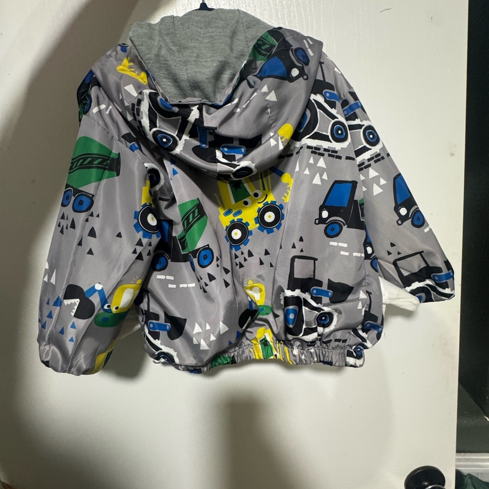 Kids' Gray Jacket with Colorful Truck Print